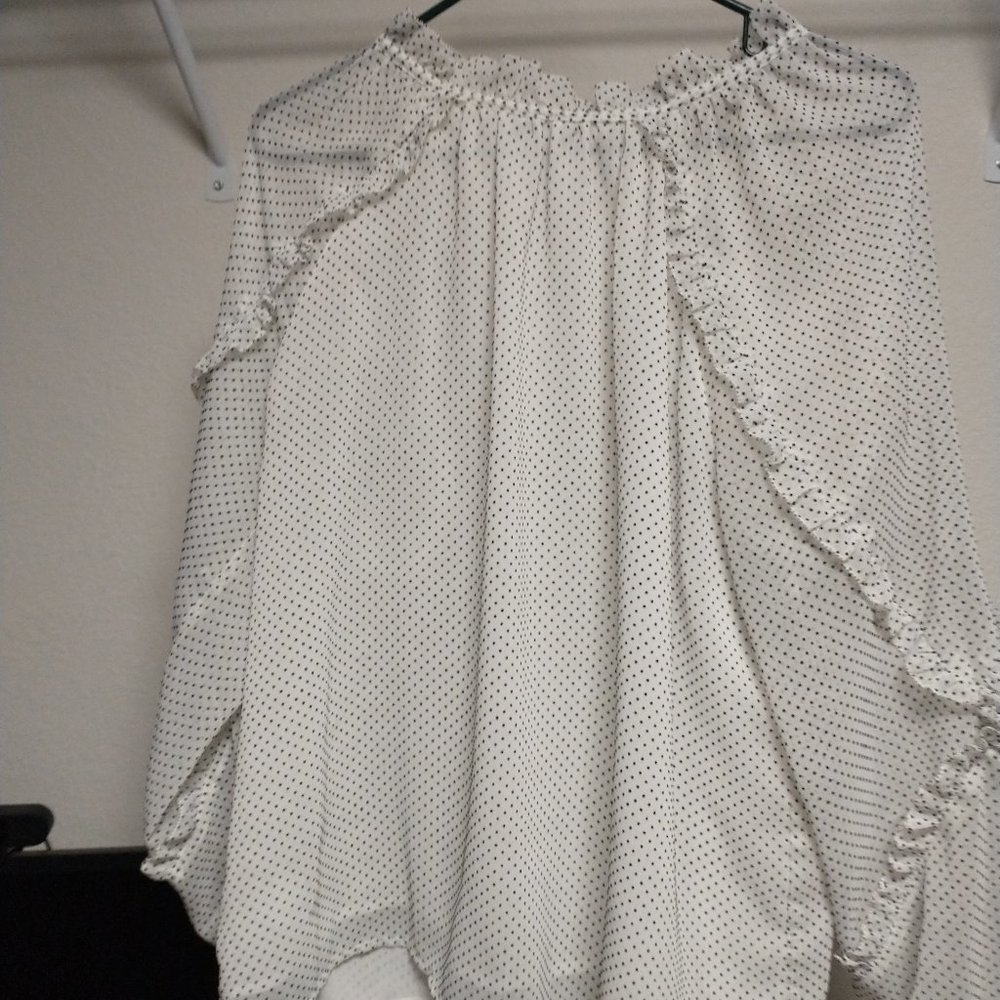 Loft white & black polka dot blouse
